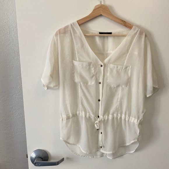 Jessica Simpson White Sheer Blouse S - Picture 4 of 7